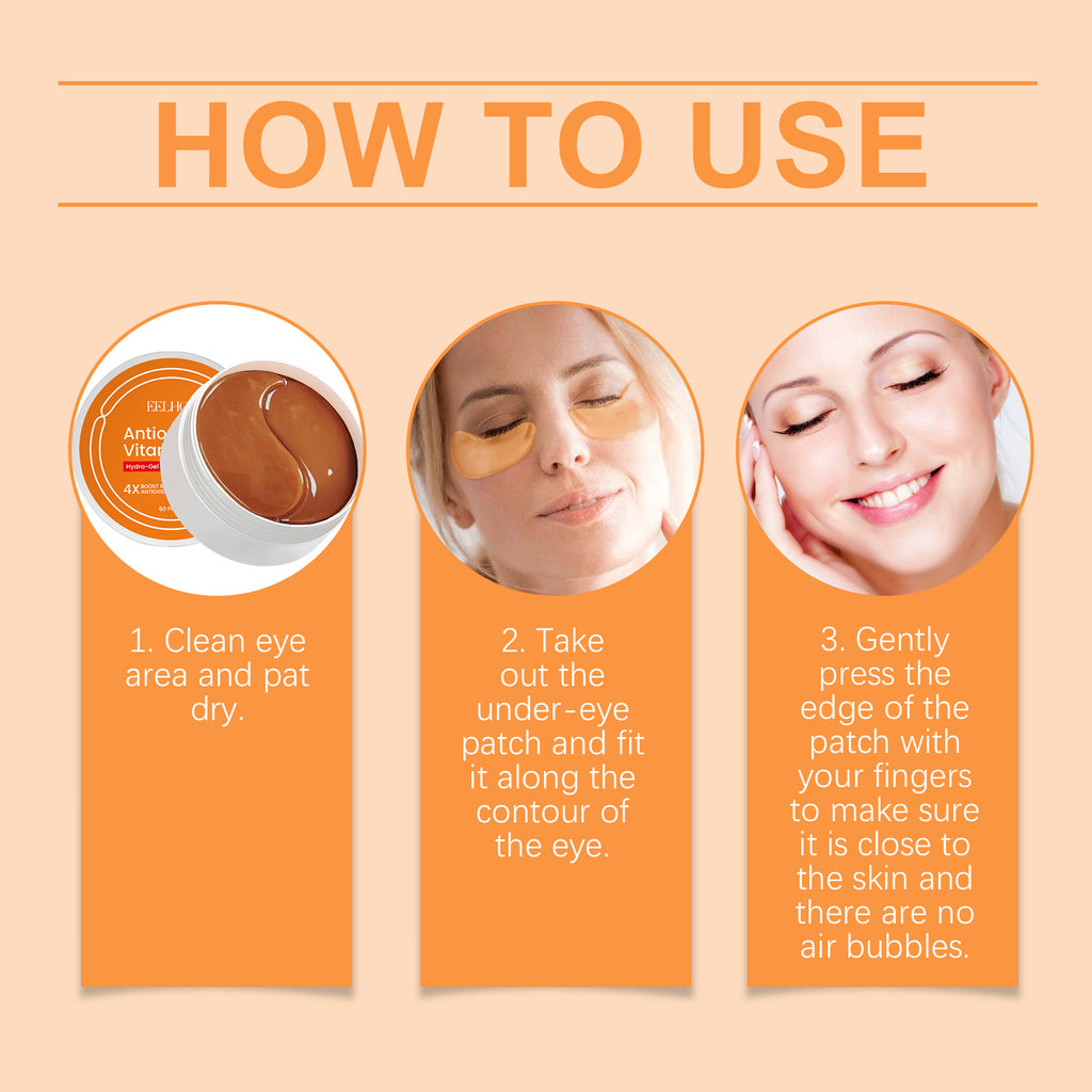 EELHOE Vitamin C Under Eye Patches For Dark Circles Care, Cooling, Moisturizing, Hydrating Eye Area Mask Patches