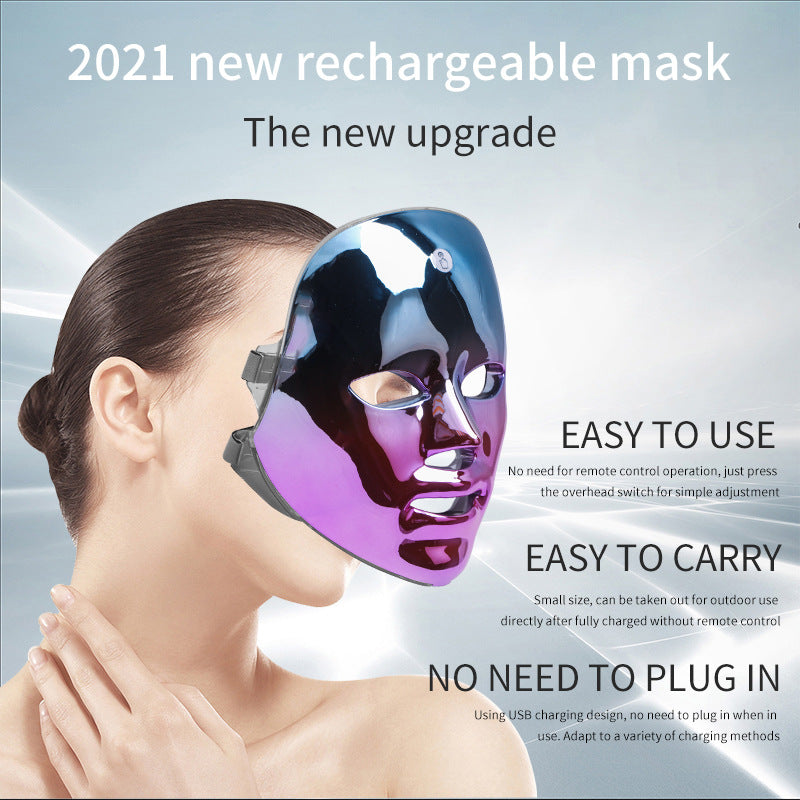 Rechargeable LED Face Mask - Acne & Freckle Treatment with Color Light Therapy